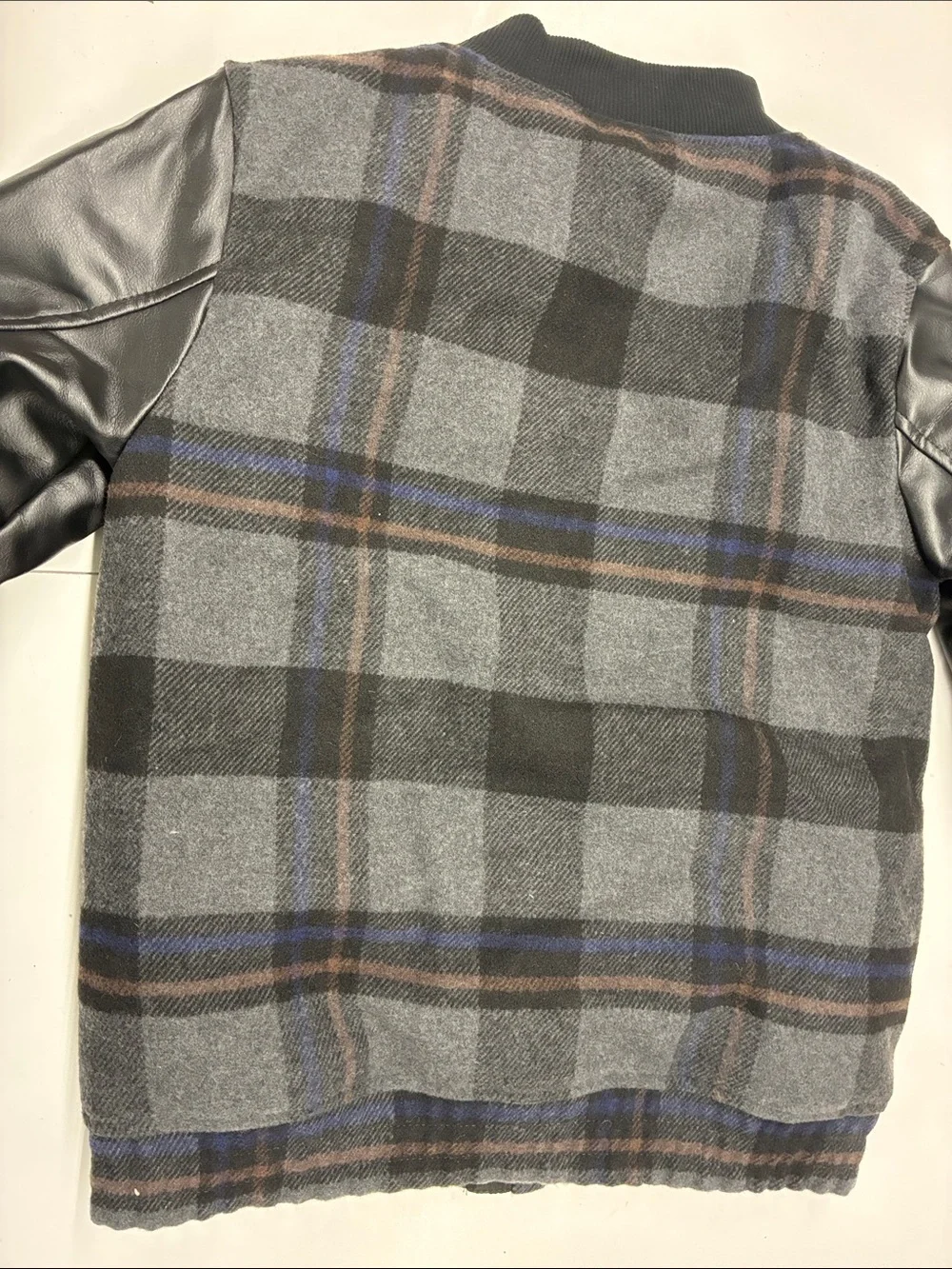 NEW Cat & Jack Boys Plaid Bomber Jacket with Faux Leather Sleeves